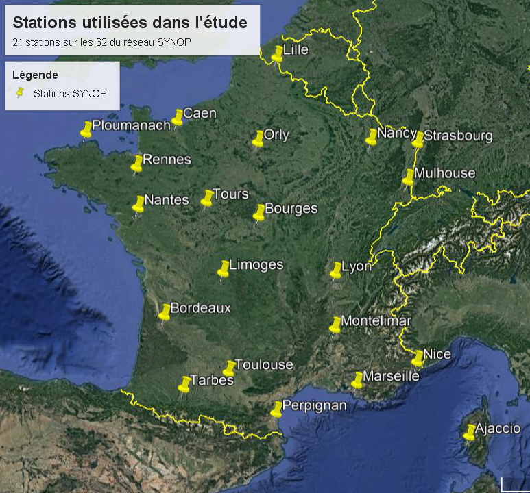 Carte localisation stations SYNOP